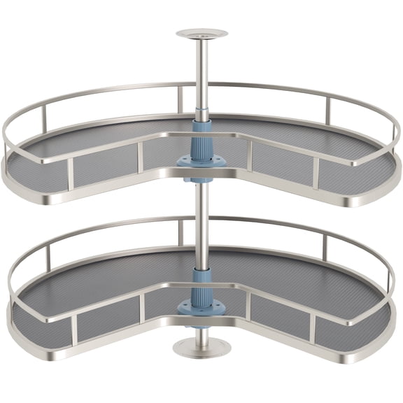 JOWBOOW 28" Kidney Lazy Susan Organizer for Kithcen Corner Base Cabinet with 2 Turntable Shelves