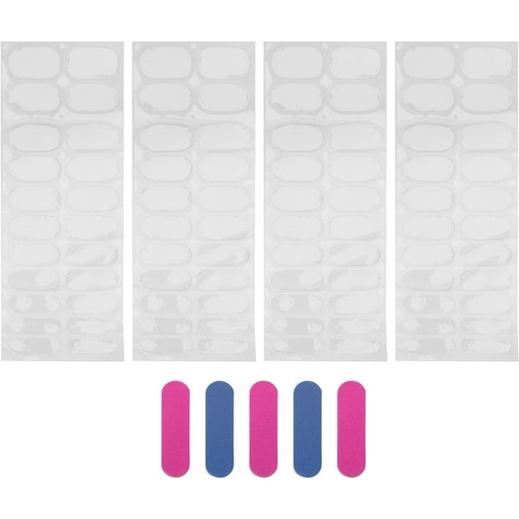 5 Sheets Semi Cured Gel il Strips Transparent Gel il Stickers Clear Sheer Gel Polish Strips with il File Gel Wraps Manicure Kit for ils Salon