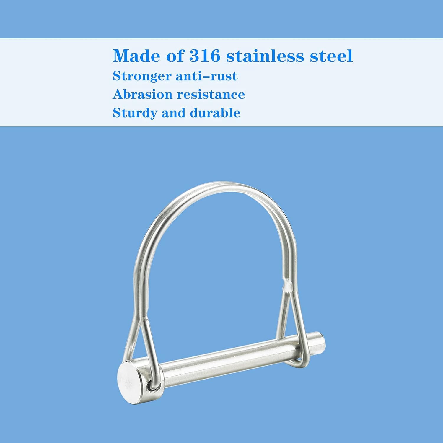 ABCISI Safety Coupler Pin 1/4 Inch(6.3mm) Diameter, 2.756 Inch(70mm) Length, Wire Lock Pins, Locking Pins, 316 Stainless Steel(2 Pcs)