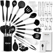 Ultimate Kitchen Utensils Set with Silverware - 50PCs Silicone Cooking Set | Dishwasher Safe | Food-Grade Silicone | Includes Spatulas, Whisks, Pasta Server, and More | Perfect for New Home