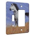 thumbnail image 1 of KuzmarK™ 2 Gang Single Toggle / Single Duplex Rocker Wall Plate - Dappled Gray Mustang Western Plains Horse Art by Denise Every, 1 of 1
