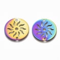 thumbnail image 2 of Ion Plating(IP) 201 Stainless Steel Links Connectors Etched Metal Embellishments Flat Round with Sun Rainbow Color 20x0.3mm Hole: 1.8mm, 2 of 2