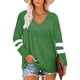 thumbnail image 2 of Sonducket Camiseta de mujer a rayas de manga larga básica con cuello en V blusa suelta informal Prendas para la parte del cuerpo Verde XXL, 2 of 6