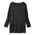 thumbnail image 5 of YEJIMAN Long Sleeve T-shirt, Black V Neck T Shirts For Women, Women's Round Neck Long Sleeve Tops Plus Size Shirts Lightweight Sweatshirts Loose Casual Tunic with Pockets Blouses, Big & Tall, 5 of 7