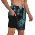 thumbnail image 2 of Yiaed Underwater Dinosaur Shark Print Mens Swim Trunks Bathing Suit Compression Liner Beach Swim Shorts Swimwear Quick Dry Zipper Pocket No-Chafing Board Short-XX-Large, 2 of 6