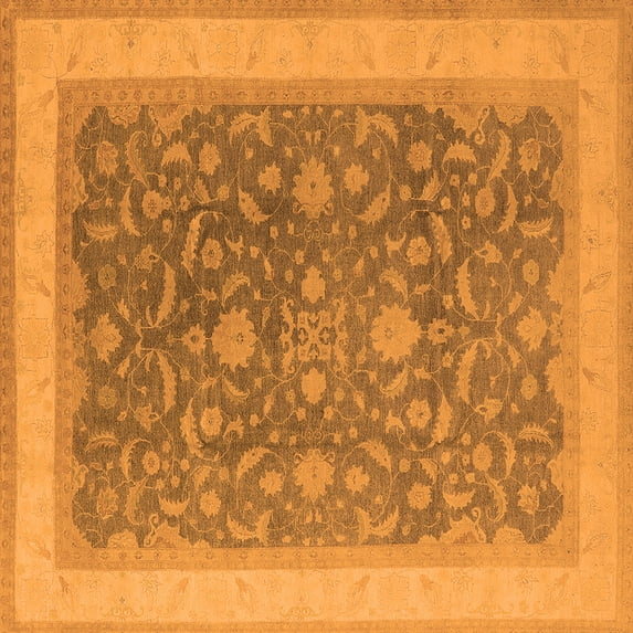 Ahgly Company Indoor Square Oriental Orange Industrial Area Rugs, 7' Square