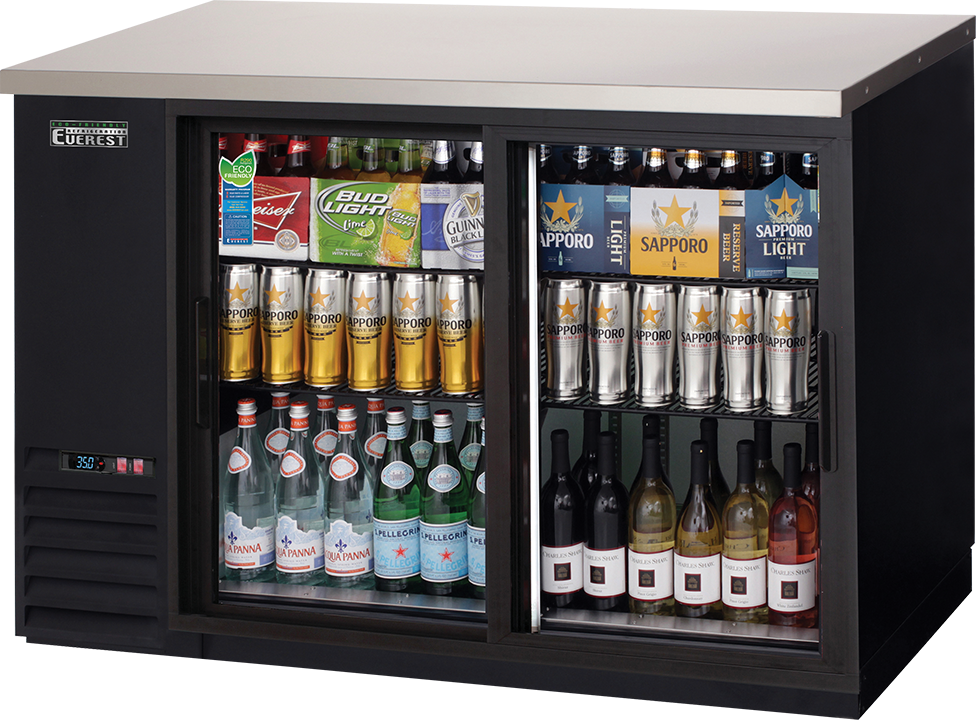 Everest Refrigeration EBB48G-SD Back Bar Cooler Cabinet 2 Glass Sliding Doors, 115v, NSF - 13 cu. ft.