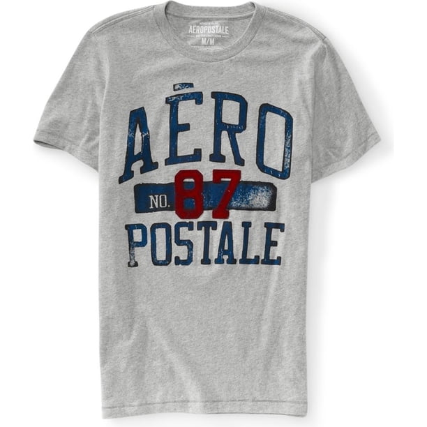 Aeropostale - Camiseta gráfica para hombre Aero No. 87, gris, extragrande