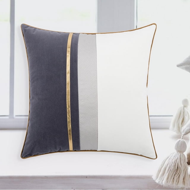 de almohada decorativas de material cuero chino a rayas de funda de cojín moderna funda de cojín para silla de decoración para hogar del Cola de pescado gris BLESIY Funda de almohada