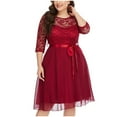 thumbnail image 2 of Robes pour Filles Mode Féminine Aguichant Été Col Rond Manches Courtes Dentelle Chiffon Grande Taille Robe de Soirée en Liquidation, 2 of 9