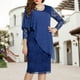 thumbnail image 2 of Vestido de fiesta de noche con cuello redondo traje elegante de vacaciones de Color liso ajustado para mujer, 2 of 6