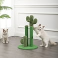 thumbnail image 3 of THE LICKER STORE Marfa 25.25" Modern Jute Triple-Cactus Cat Scratching Post with Fuzzy Toy, Green, CTR1009A, 3 of 9