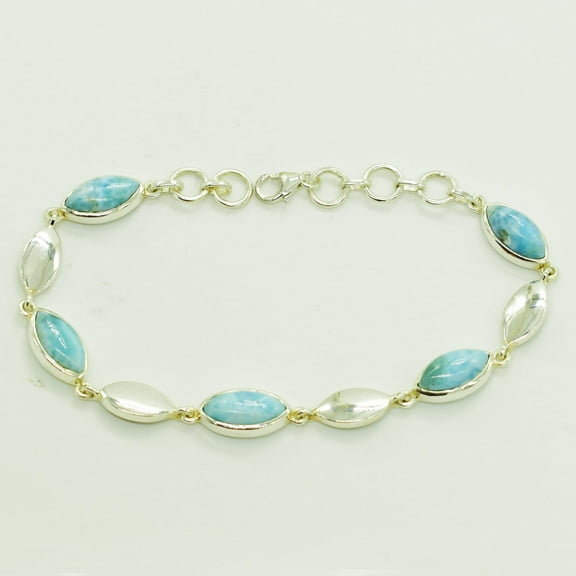 Larimar Tennis Bracelet- Marquise