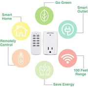 BN-LINK Mini Wireless Remote Control Outlet Switch Power Plug in for Household Appliances, Wireless Remote Light Switch, LED Light Bulbs, White (2 Remotes + 5 Outlets) 1250W/10A