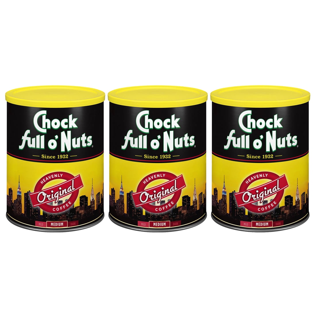 3 PACK Chock Full O'Nuts Original Blend Ground Coffee, 3 lbs