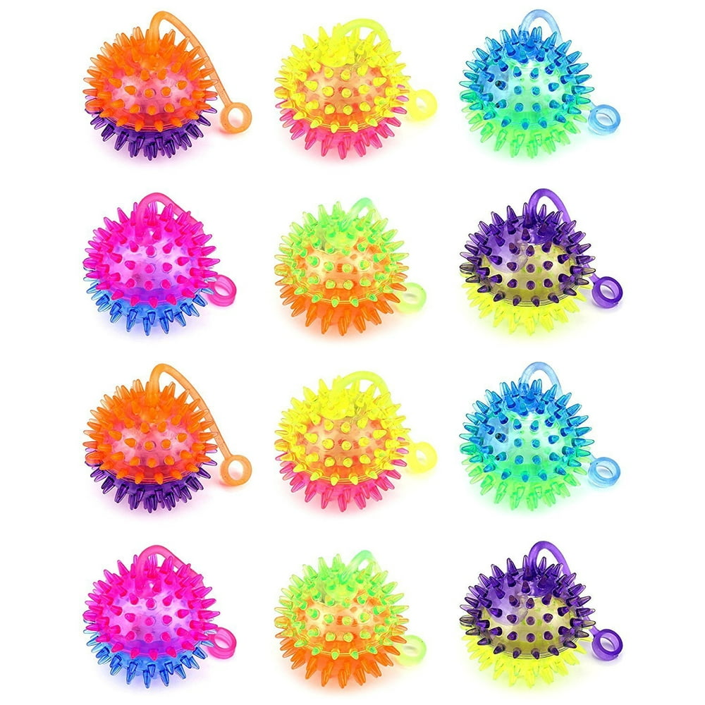 Set of 12 VT Flashing LED Light Up Dual Color Party Favor Squishy Spiky