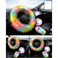 thumbnail image 6 of 3 Pcs Car Accessories Universal Fit Set, Multicolor Fuzzy Steering Wheel Cover Car Steering Wheel Gear Shift Cover Handbrake Cover, White, 6 of 9
