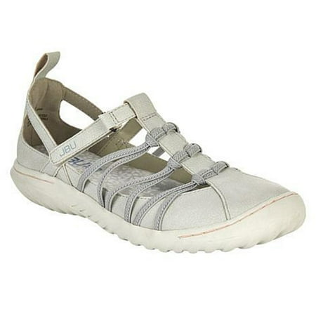 

JBU by Jambu Women s Adjustable Hook And Loop Ankle Strap Juliet Flats Dove Grey