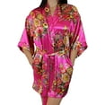 thumbnail image 3 of Women's Floral Satin Kimono Short Bridesmaid Robe With Pockets - Silky Touch, 3 of 5