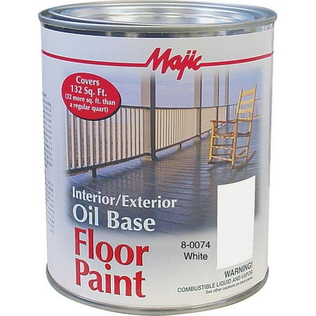 Majic Paints 8-0074-2 Floor Paint, White, Medium-Gloss, 1 qt Pail