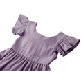 thumbnail image 3 of Vestido Dutebare para niñas pequeñas, algodón y lino, con volantes, morado, 3 of 6