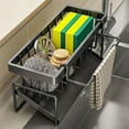 thumbnail image 6 of Meilimei Sponge Holder for Sink, Kitchen Sink Caddy Organizer with Self Draining Tray, Carbon Steel Sponge Rack & Dishcloth Holder, Countertop Storage for Kitchen Sink  (Black ), 6 of 6