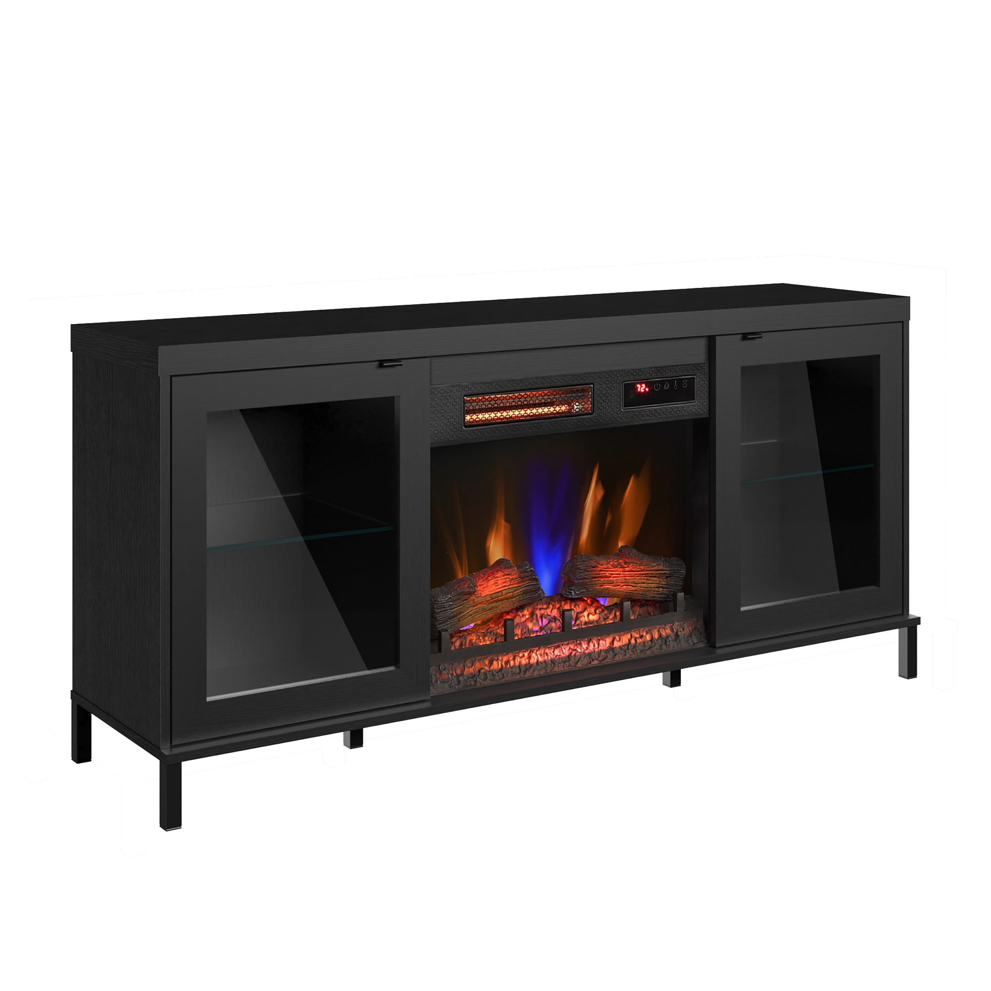 duraflame® Electric Fireplace TV Stand with Modern LED Lights and Storage, Black