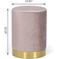 thumbnail image 3 of Joveco Round Velvet Ottoman, Upholstered Vanity Stool Footrest with Gold Metal Base, Modern Padded Makeup Chair for Bedroom Living Room （Pink）, 3 of 8