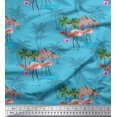 thumbnail image 1 of Soimoi Blue Viscose Chiffon Fabric Palm Tree, & Flamingo Bird Print Fabric by Yard 42 Inch Wide, 1 of 3