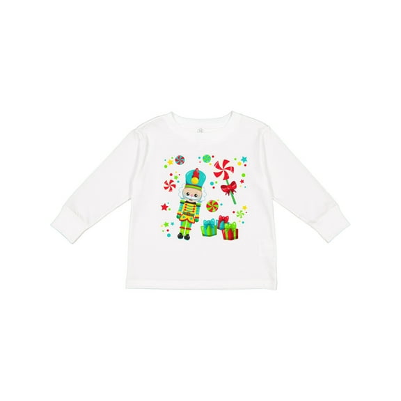 Inktastic Holiday Nutcracker and Candy for Christmas Boys or Girls Long Sleeve Toddler T-Shirt