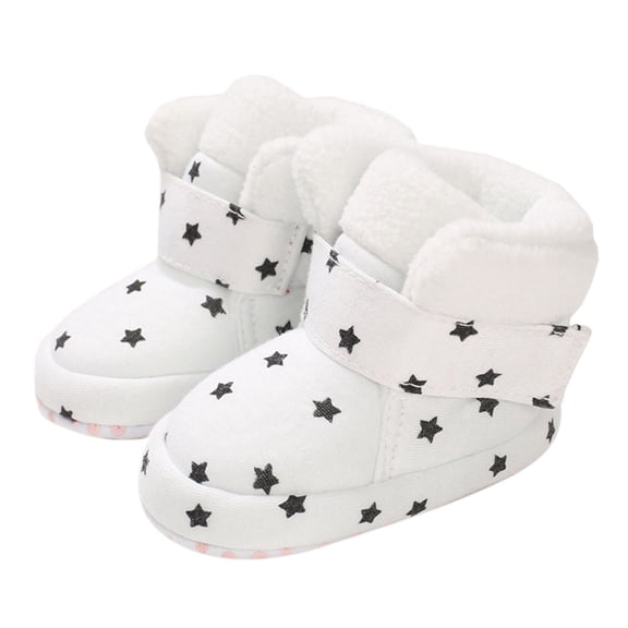 Otqutp Casual Shoes for Children Baby Boots Boys and Girls Cotton Shoes High Top Cotton Wool Warm Flat Non Slip Hook Loop Solid Color Soft and Comfortable