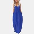 thumbnail image 2 of Youmylove Robes Maxi d'Été pour Femmes Robe Longue Unie à Col Rond Manches Longues Patchwork Mode Confortable Robe de Plage Vacances, 2 of 6