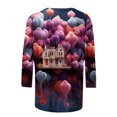 thumbnail image 4 of Qertyioot Chemise Ample à Manches 3/4 pour Femmes T-shirts Imprimés Mode Saint-Valentin Col Rond Hauts Décontractés, 4 of 5