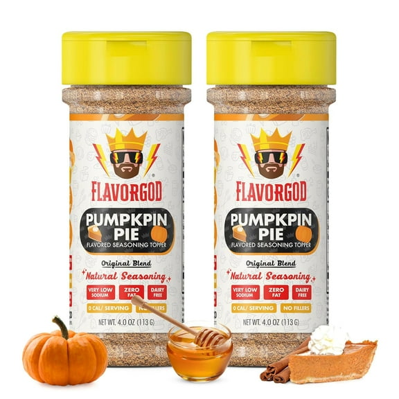 The Original Pumpkin Pie Spice Topper Seasoning Mix, 2 Bottles by Flavor God - Premium All Natural & Healthy Spice Blend for Donuts & Smoothies - Great Flavor Spices and Seasoning Gift