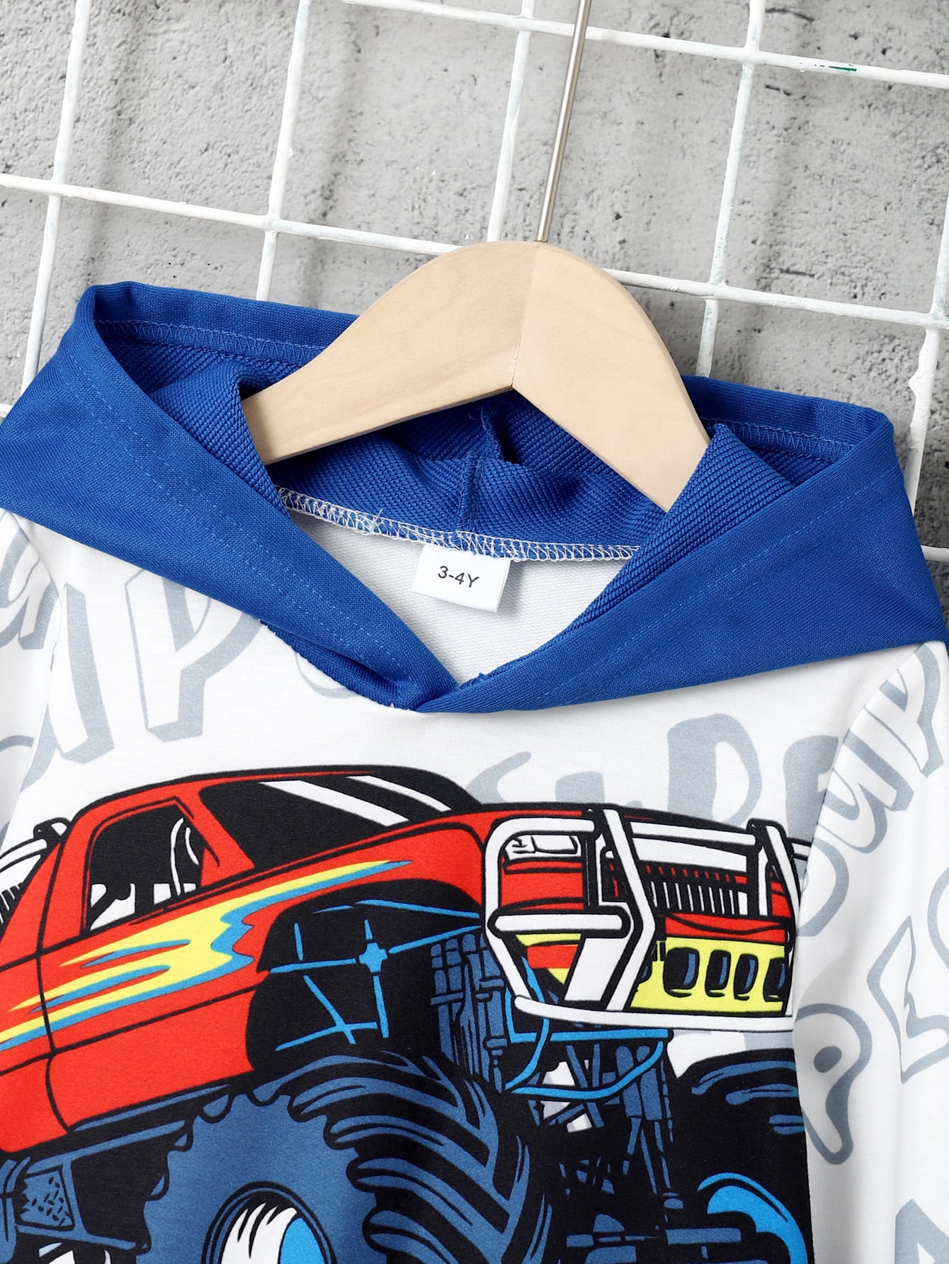 2 Years Toddler Baby Boys Clothes 3 Years Boys Outfits Car Print Letter Graphics Long Sleeve Casual Fall Winter Hoodies Tops Elastic Pants 2Pcs OOTD Blue