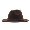 thumbnail image 1 of Womens Classic Wide Floppy Panama Hat Belt Buckle Wool Fedora Hat, 1 of 1