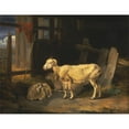 thumbnail image 2 of James Ward 18x15 Gold Ornate Wood Frame and Double Matted Museum Art Print Titled - Heath Ewe and Lambs (1810), 2 of 4