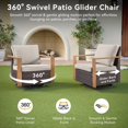 thumbnail image 3 of Unnifurnzi 4 Pieces Patio Furniture Set-High Back Patio Swivel Chairs Set of 2 with Outdoor Ottoman Wicker Patio Furniture for Deck Porch Poolside Balcony-Brown/Beige, 3 of 7