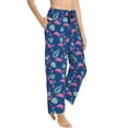 thumbnail image 2 of Uemuo Plants And Flamingos Pattern Women's Wide Leg Palazzo Lounge Pants with Pockets Light Weight Loose Comfy Casual Pajama Pants-XX-Large, 2 of 9