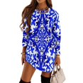 thumbnail image 2 of Tuiles d'Azur Portugais. Robe à Manches Longues Robe de Bal chic et Élégante Robe de Soirée Vêtements Femme, 2 of 5