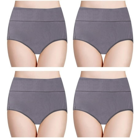 

TANGNADE Women s High Waisted Cotton Underwear Stretch Briefs Soft Full Coverage Panties Grey + XXL