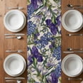 thumbnail image 6 of Spring Flowers Table Runner - 108 Inch Long, Kitchen Dining Table Runner Dresser Scarves, Purple Hydrangea Orchid Floral Country Beige Farmhouse Decor for Coffee Tables Wedding Party Banquet, 6 of 8