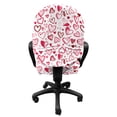 thumbnail image 3 of Love Office Chair Slipcover, Valentine Hearts Gatherings Engagement Honeymoon Arrow Doodle Style Print, Protective Stretch Decorative Fabric Cover, Standard Size, Magenta Ruby White, by Ambesonne, 3 of 5