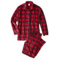 thumbnail image 1 of Pijama de polar con cuello de muesca para hombre - Rojo mediano, 1 of 6