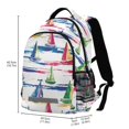 thumbnail image 2 of FORMRS Kids School Backpack Elementary Student Unisex Travel Bookbag with Reflective Stripes, Hand Drawn Sailboats, 2 of 7