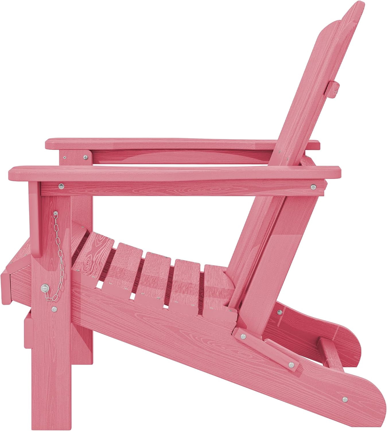 SONGMY Folding Adirondack Chair, HDPE All-Weather Patio Chairs, Wooden Textured Lawn Chair for Poolside, Backyard, Deck, Fire Pit, Light Pink