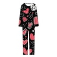 thumbnail image 5 of Womens Pajama Sets Summer Hearts Print Breathable Sleepwear with Pants Casual Crew Neck Long Sleeve Pajamas Summer Pjs for Women, 5 of 6