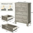 thumbnail image 5 of Yesfashion Vintage Dresser for Bedroom with 6 Drawers, Vintage Design Wood Drawer Dresser Chest of Drawers (Grey, 6 Drawers), 5 of 6