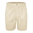 thumbnail image 2 of Shorts for Men Casual Drawstring Elastic Waist Solid Color Pockets Sweat Shorts Breathable Cotton Shorts Lightweight Summer Beach Daily Wear, 2 of 6