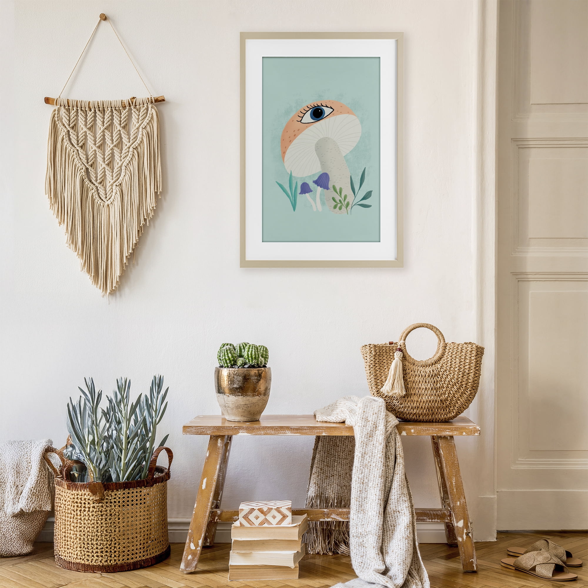 Stupell Industries Mushroom with Mystical Eye Birch Framed Print Under Glass, design by Metka Hiti